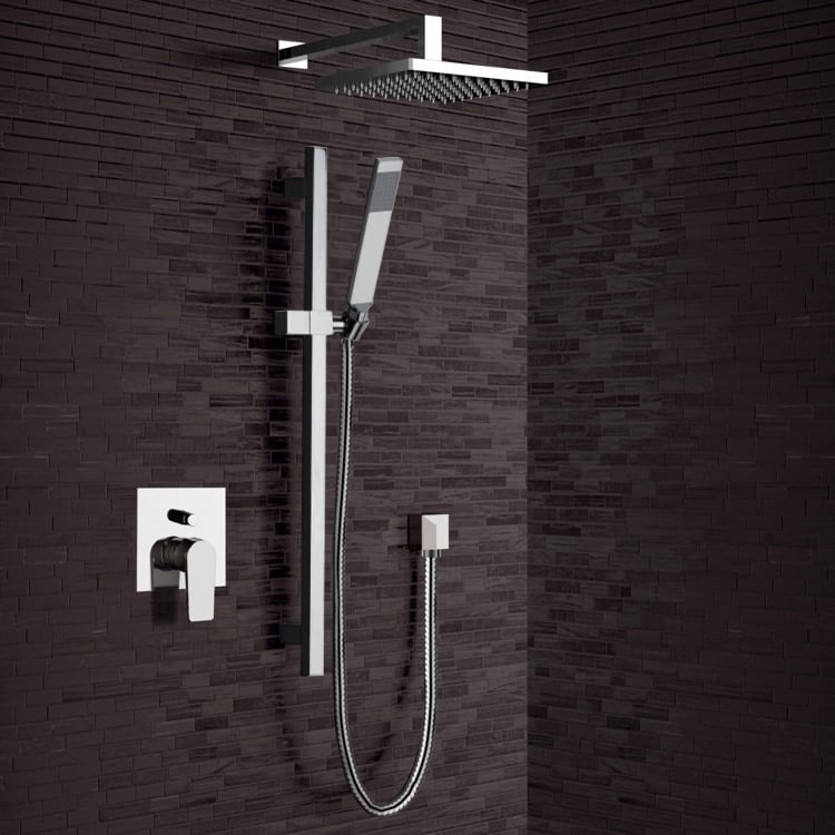 Shower Faucet Chrome Shower System with 8 Inch Rain Shower Head and Hand Shower Remer SFR20-8